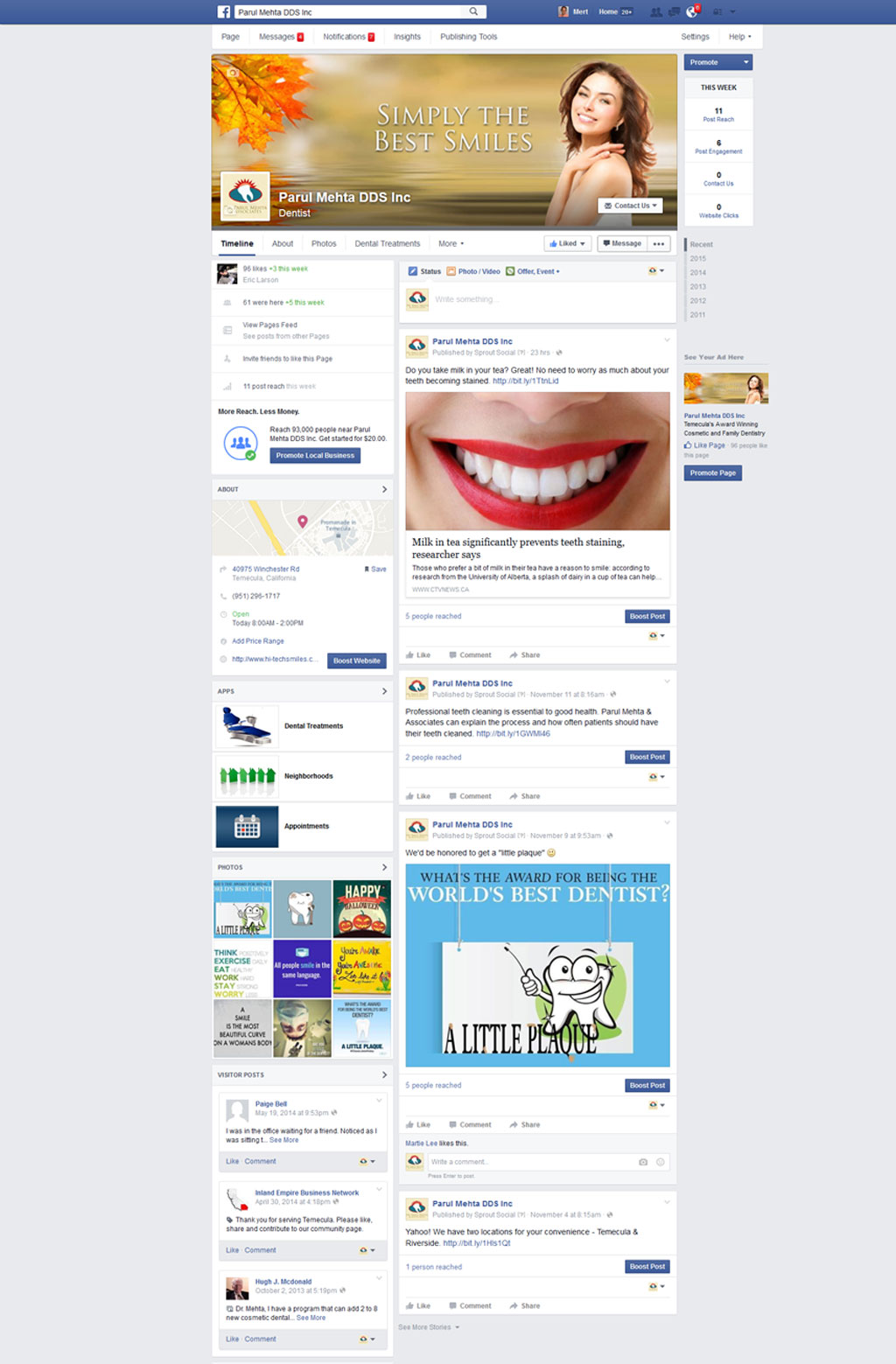 Parul Mehta DDS Temecula Facebook Page